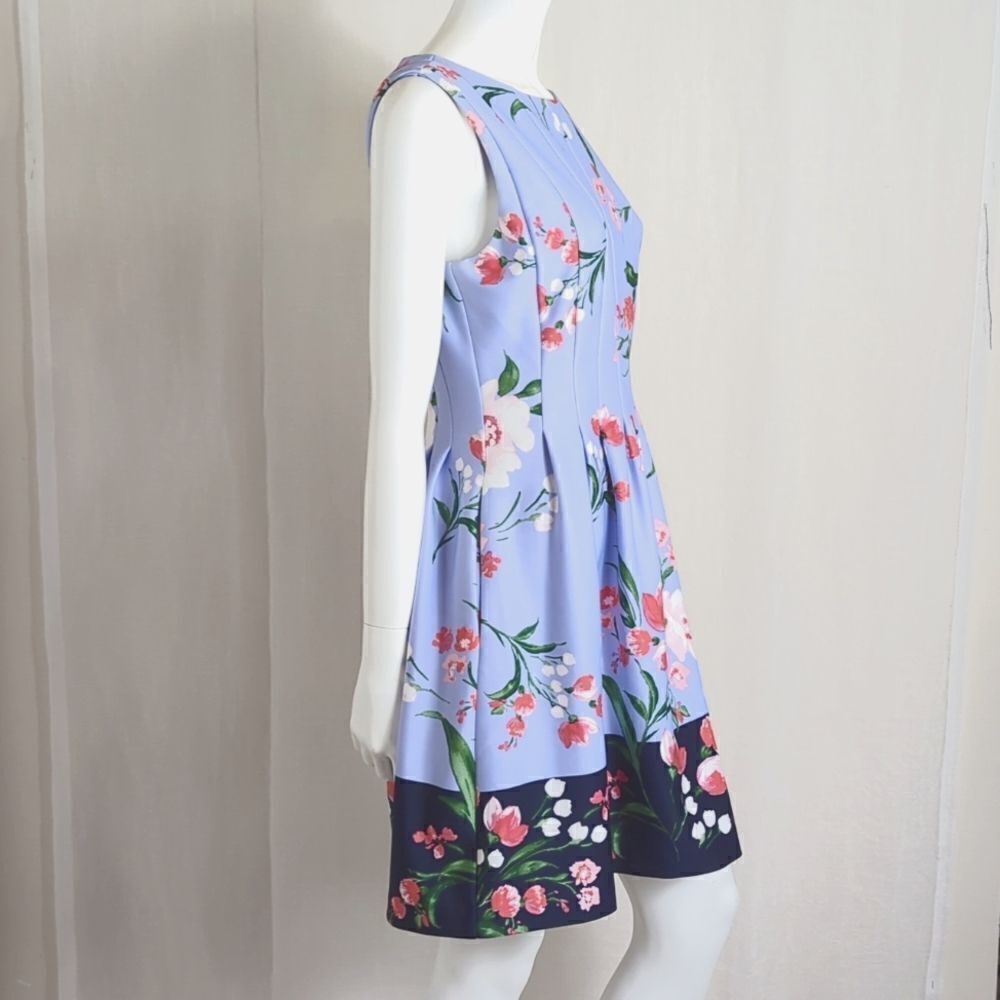 Vince Camuto Fit and Flare Blue Print Mini Dress Size 6 - Picture 4 of 7